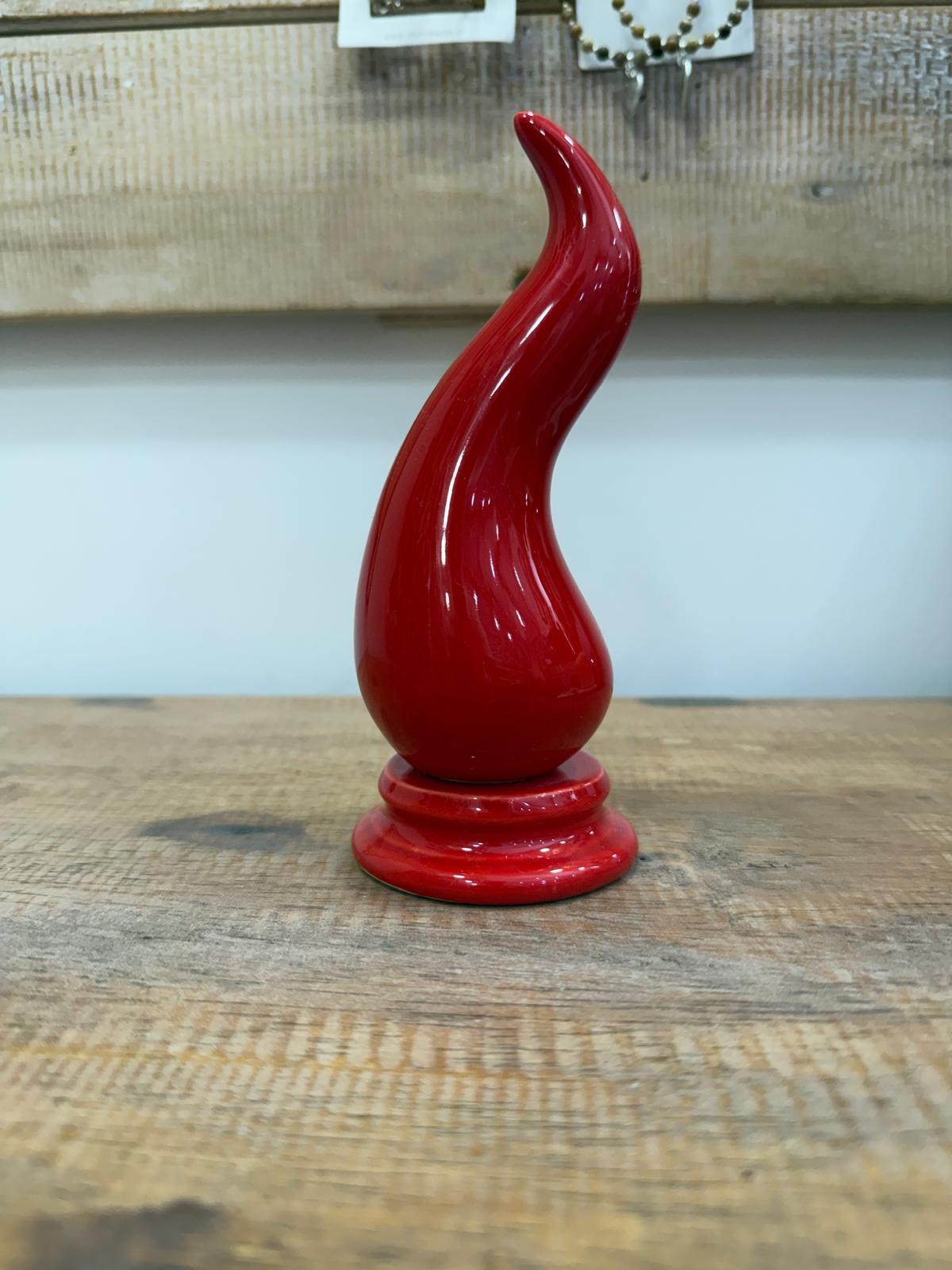CORNO IN CERAMICA ARTIGIANALE CON BASE