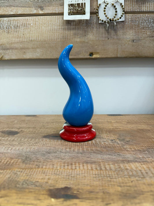 CORNO IN CERAMICA ARTIGIANALE CON BASE