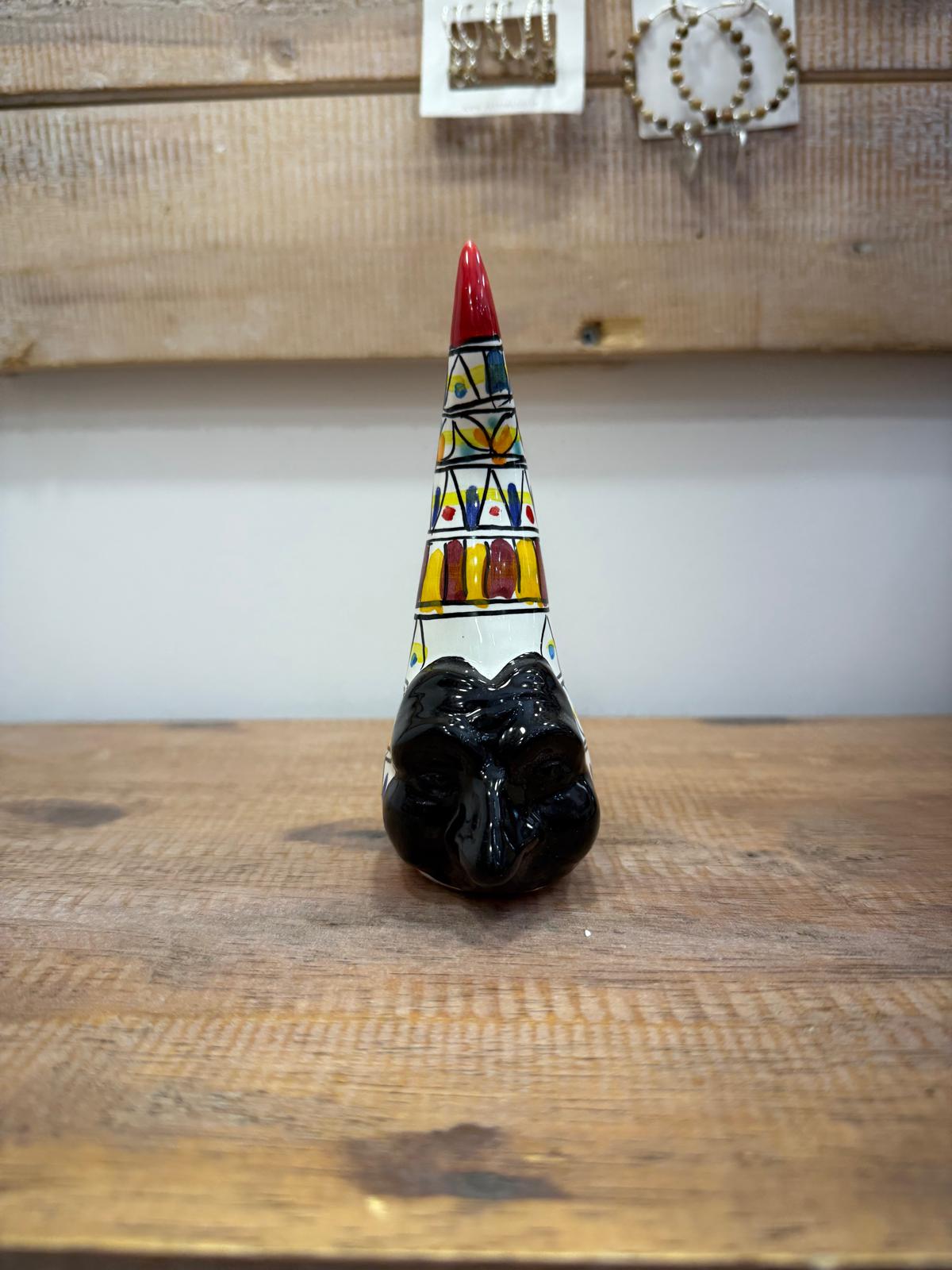 CORNO IN CERAMICA ARTIGIANALE DECORATA PULCINELLA