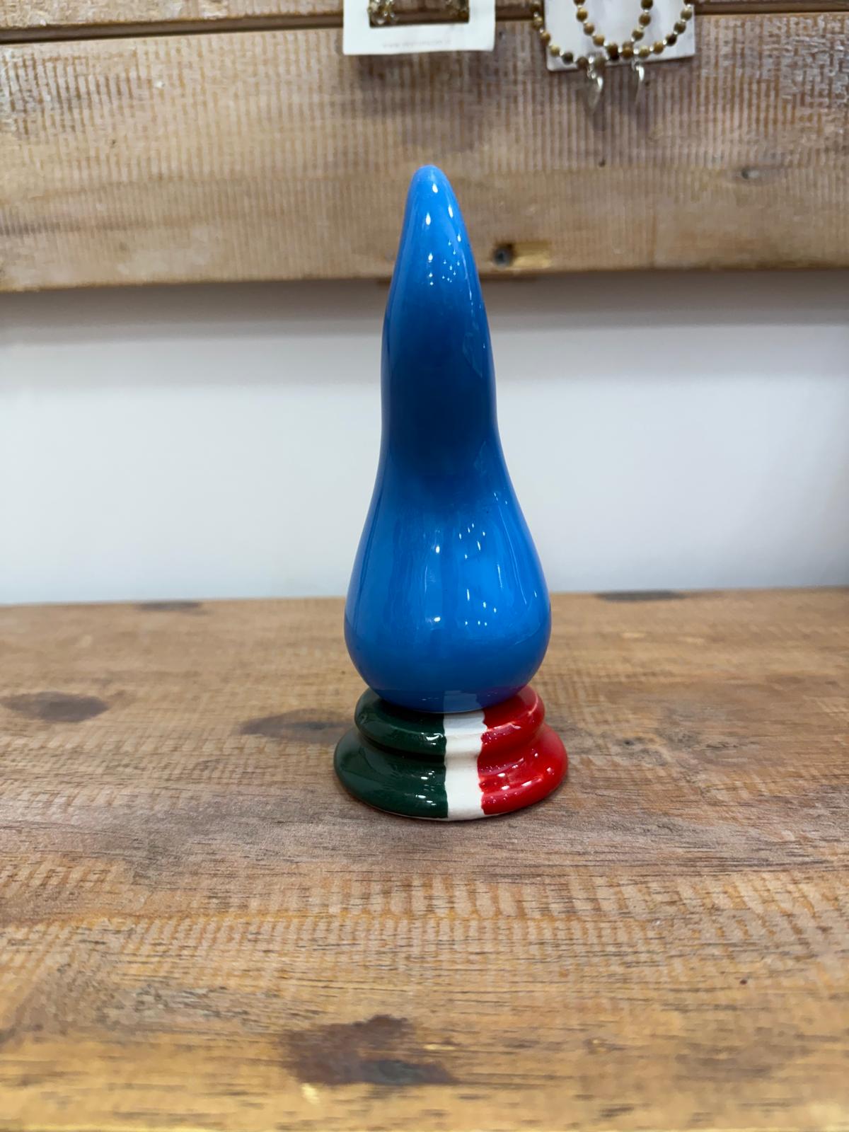 CORNO IN CERAMICA ARTIGIANALE CON BASE