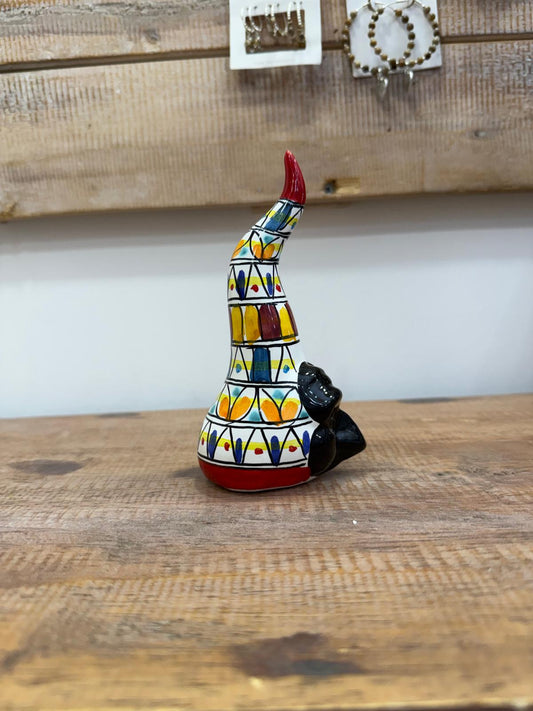 CORNO IN CERAMICA ARTIGIANALE DECORATA PULCINELLA